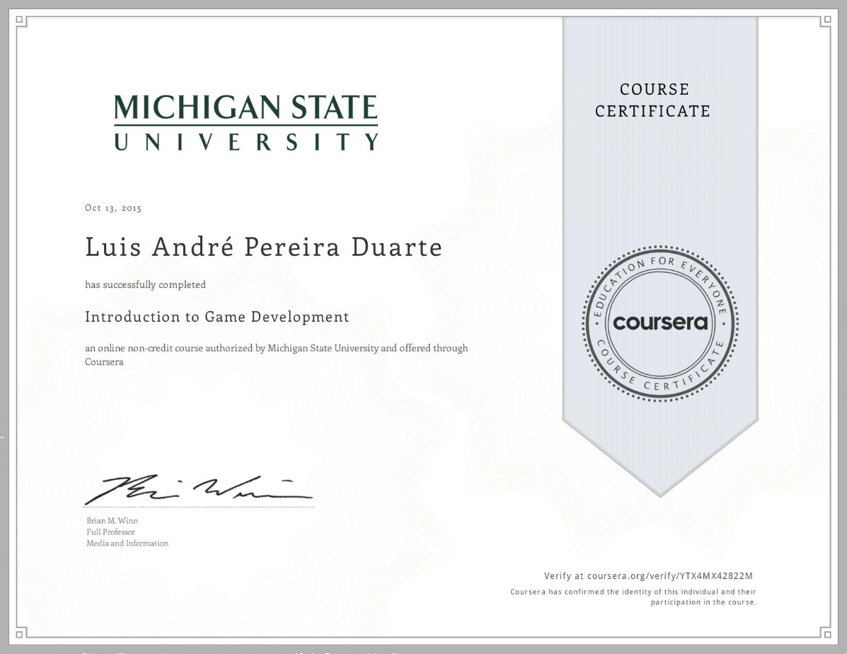 Coursera Introduction to Game Development